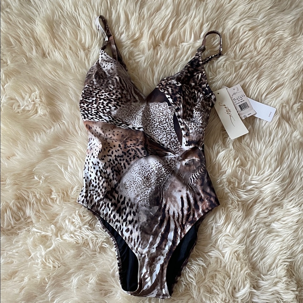 NWT $158 Gottex Safari Animal Print One-Piece Swimsuit